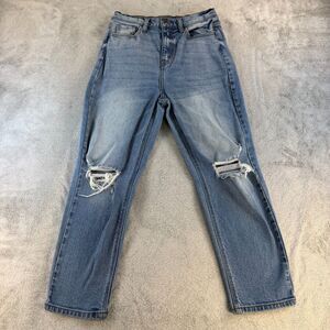 Cello Jeans Womens 27 Straight Distressed Ripped Knee Blue